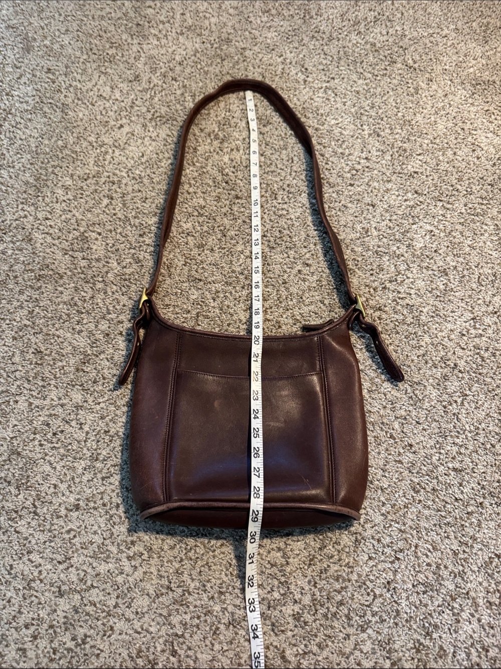 Vintage Coach 9816 Slim Duffle Dark Brown Leather Zip-Top Crossbody - Picture 7 of 10
